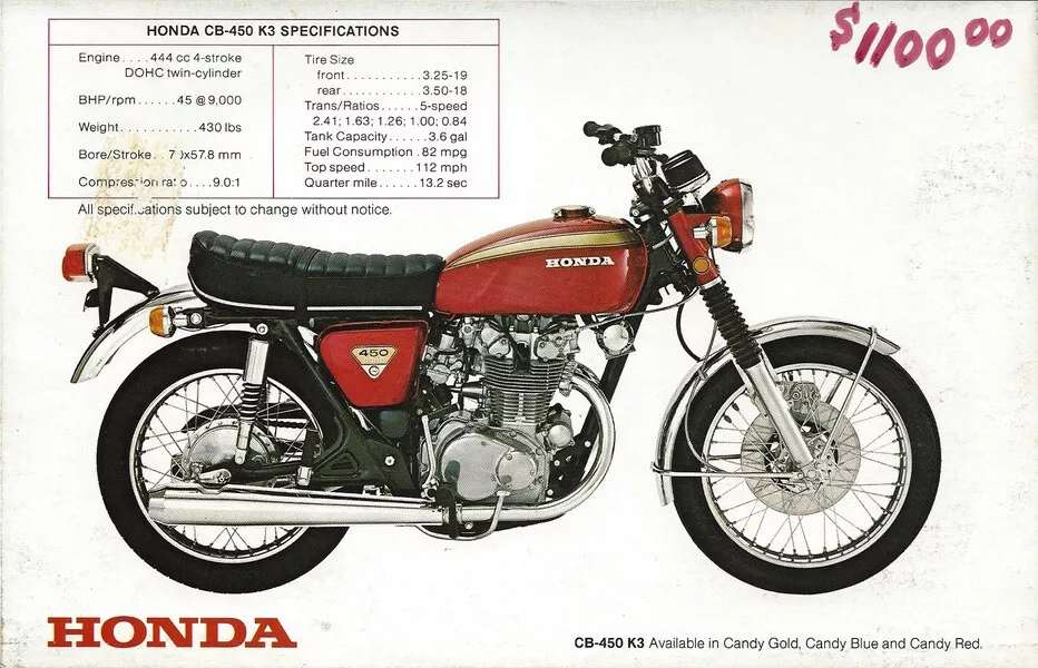 Honda 1971 Vintage ORIGINAL Super Sport CB450 K3 Motorcycle Sales