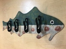 Rustic Decor Metal Painted Fish Coat Rack-Excellent Condition
