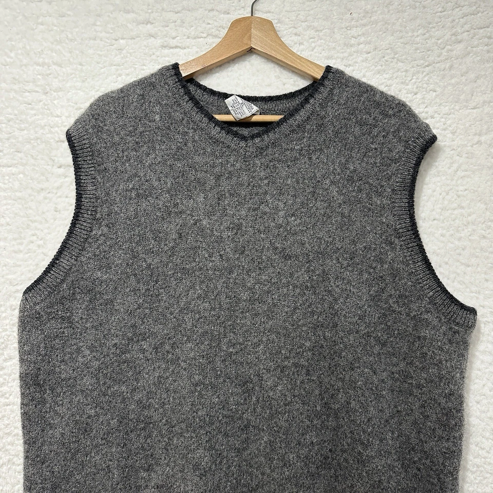 Chaleco clásico de invierno vintage Columbia para hombre XL gris 100 % lana Shetland Foto 4 de 4