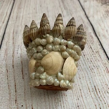 Rustic Terra Cotta Clay Pot Herb Planter Embedded With Shells Spike 3in