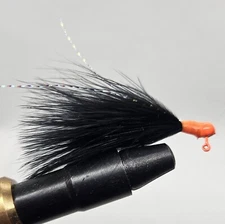 10- 1/32oz Hand Tied Marabou Jigs #6 hook Orange Black Panfish Walleye Bass