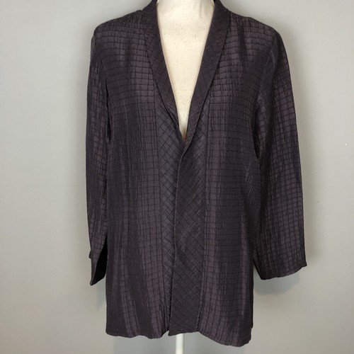 Chaqueta Cárdigan Eileen Fisher Púrpura Frente Abierto Lino Seda S Blazer - Imagen 3 de 15