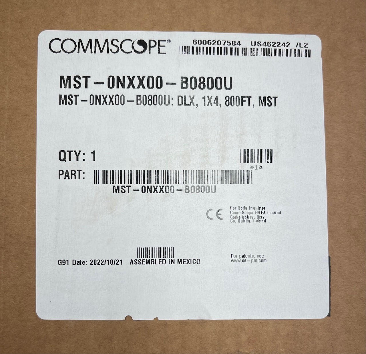 CommScope MST-0NXX00-B0800U, 800 FT. 4-Port with 1x4 Splitter, Locat/Tonable FO