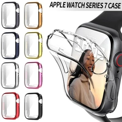 Case For Apple Watch Series 7 8 9 Soft TPU Cover Screen Protector iWatch 41/45mm
