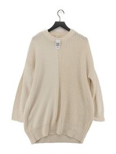 Topshop Men's Jumper S Cream Acrylic with Polyester Round Neck Pullover