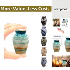 Small Keepsake Cremation Urns for Human Ashes - Marble Finish Metal Keepsake ...