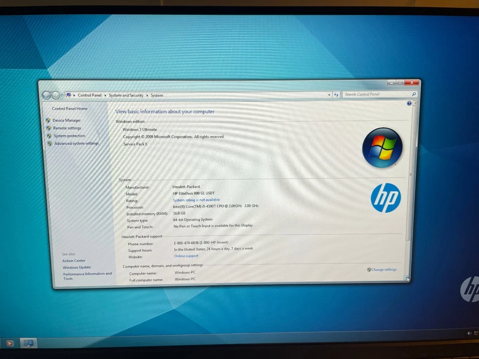 HP Elitedesk 800 G1 Mini (i5-4590T / 16GB RAM / 500GB HDD / Windows 7 / PWR) Foto 3 de 4