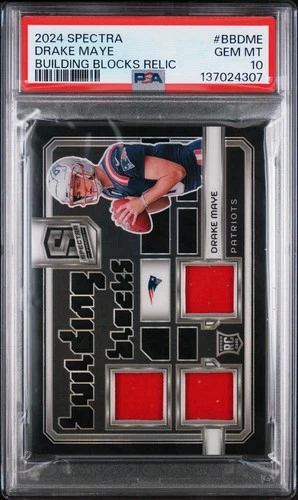 2024 Spectra #BBDME Drake Maye RC Building Blocks Relic /99 PSA 10