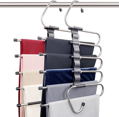 Magic Pants Hangers Space Saving - 2 Pack for Closet Multiple Layers Multifuncti