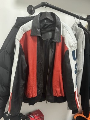 vintage leather jacket bomber usa america flag