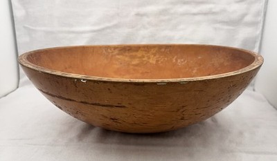 Primitive Antique Hand Turned Wood Dough Bowl 15” | eBay