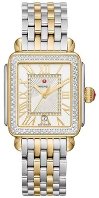MICHELE Deco Madison Zwei Ton Stahl Diamanten Rechteckig Damenuhr MWW06T000144