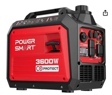 PowerSmart 3600W Gas Inverter Generator,  149cc Engine, 120V AC & USB, CO Detect