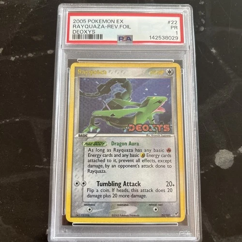 PSA 1 Rayquaza Reverse Holo Foil #22 EX Deoxys Stamped 2005 Pokemon PR