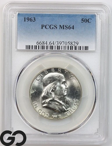 1963 Franklin Half Dollar PCGS MS 64 ** White!