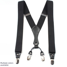 3.5Cm Widened Y-shaped Suspenders 3-color 4-clip Men's Trousers Leather Braces