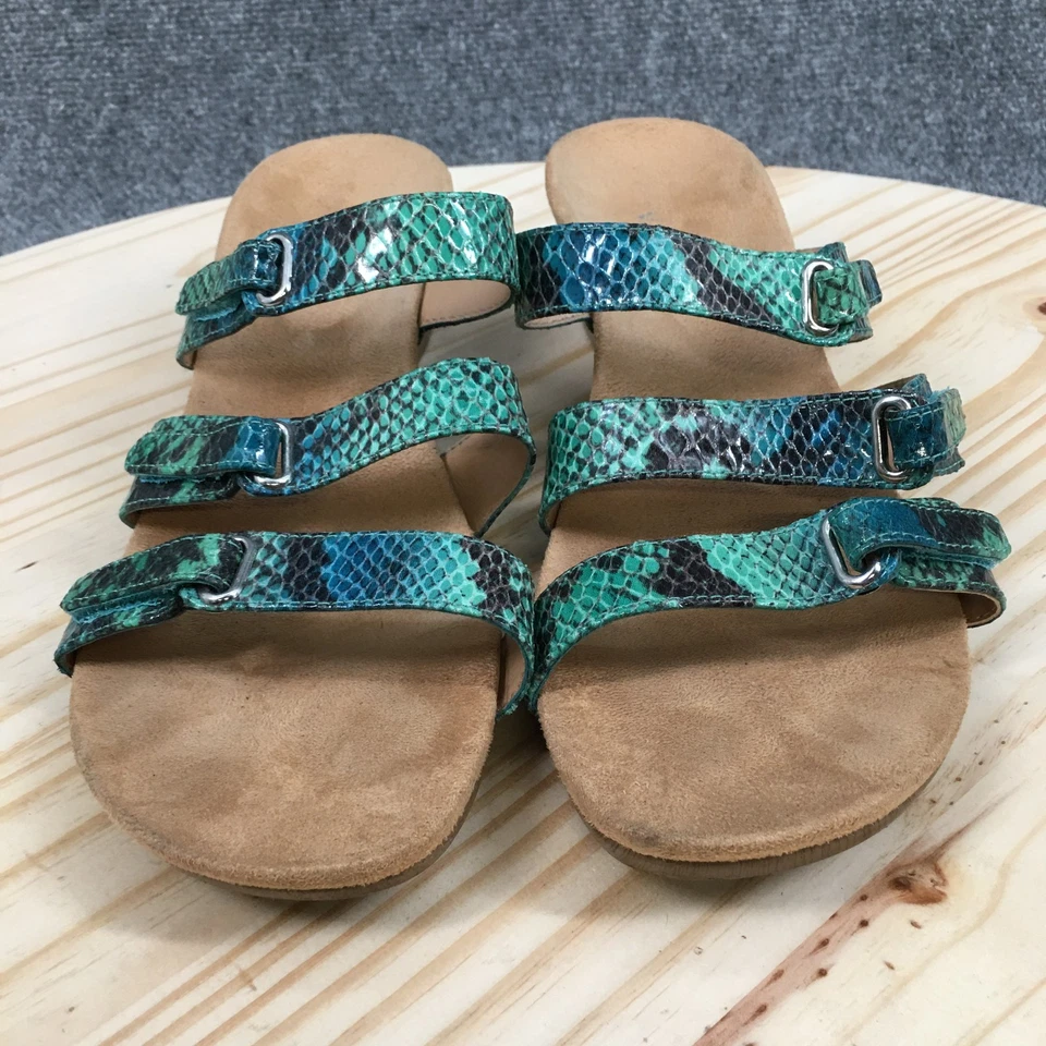 Vionic Sandals Womens 9 Dwyn Snake Print Slip On Wedge Slide Green Faux Leather - Image 4 of 4