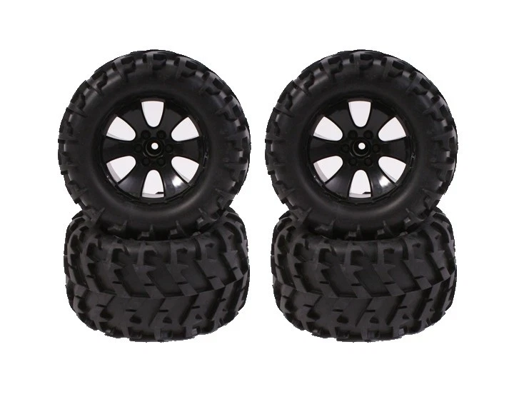 Alomejor 4 Pezzi 1.9 Pollici RC Crawler Pneumatici Pneumatico in Gomma Ruota Set di Pneumatici Cerchione Pneumatico in Gomma Accessori RC Adatto per 1/10 RC Crawler 120mm(Nero