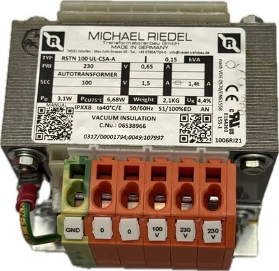 Michael Riedel RSTN 100 UL-CSA-A Transformator PRI:230 0,15 kVA