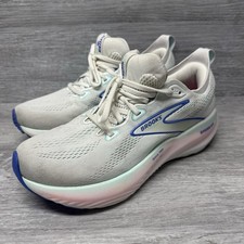Brooks Glycerin GTS 22 Shoes Womens Size 9.5 B White Limpet Shell Amparo Blue