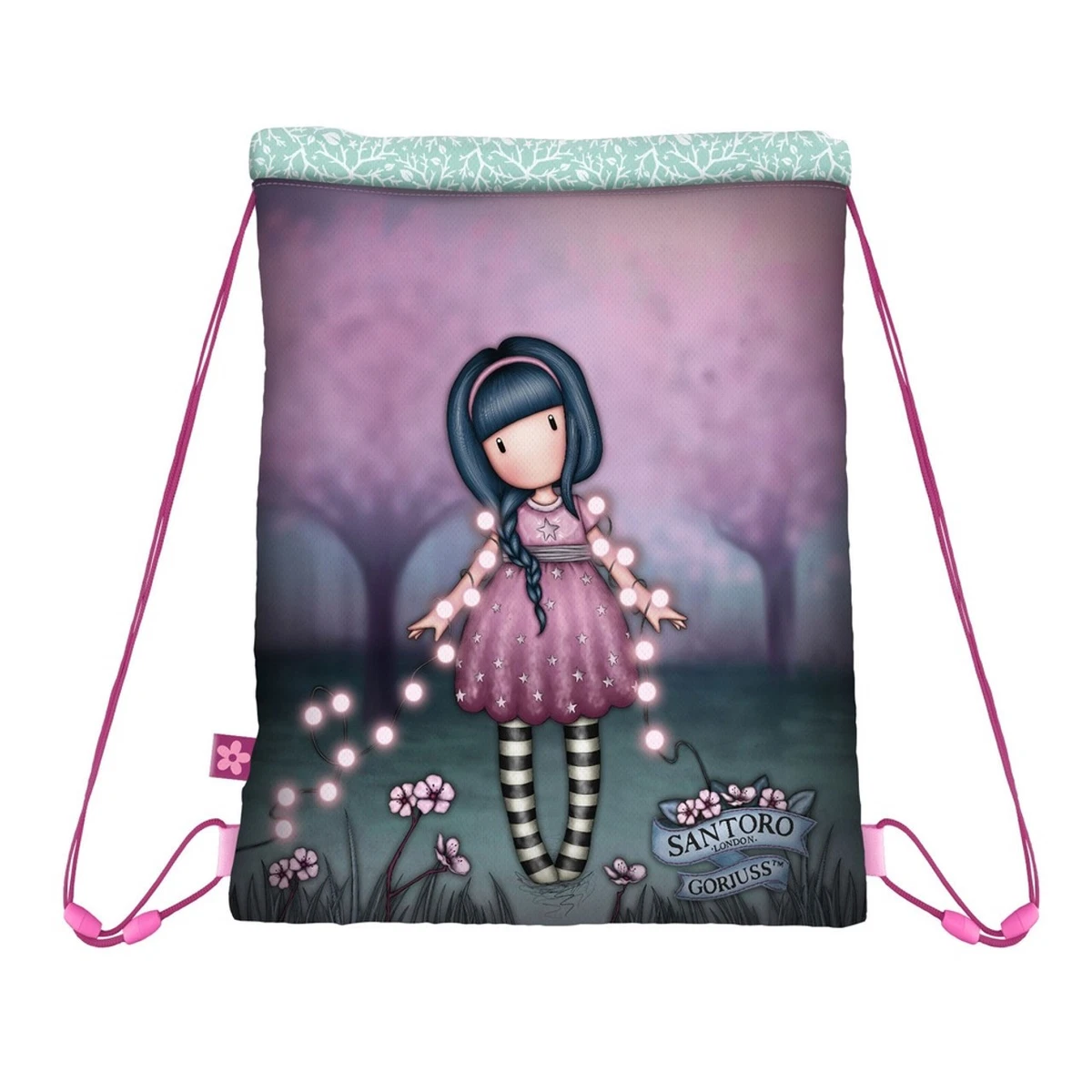 Kids Gorjuss Santoro Borsa Scuola In Similpelle - Blu - 21x20x12 Cm - Con Zip E Manici Corti - 3