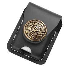 Handmade Fliptop Leather Lighter Pouch Case Holder with Pocket Belt Loop 