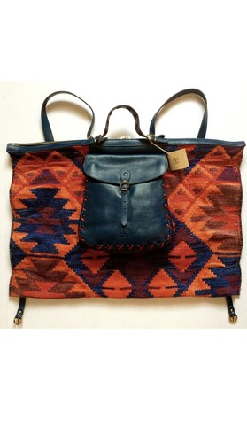 Zaino IL BISONTE Italy Made Maremmana in pelle arazzo convertibile borsa da viaggio - Foto 8 di 11