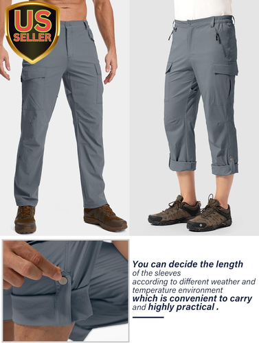Mens Hiking Pants Convertible Lightweight Quick Dry Fishing Safari Camping Trave - Picture 4 of 6