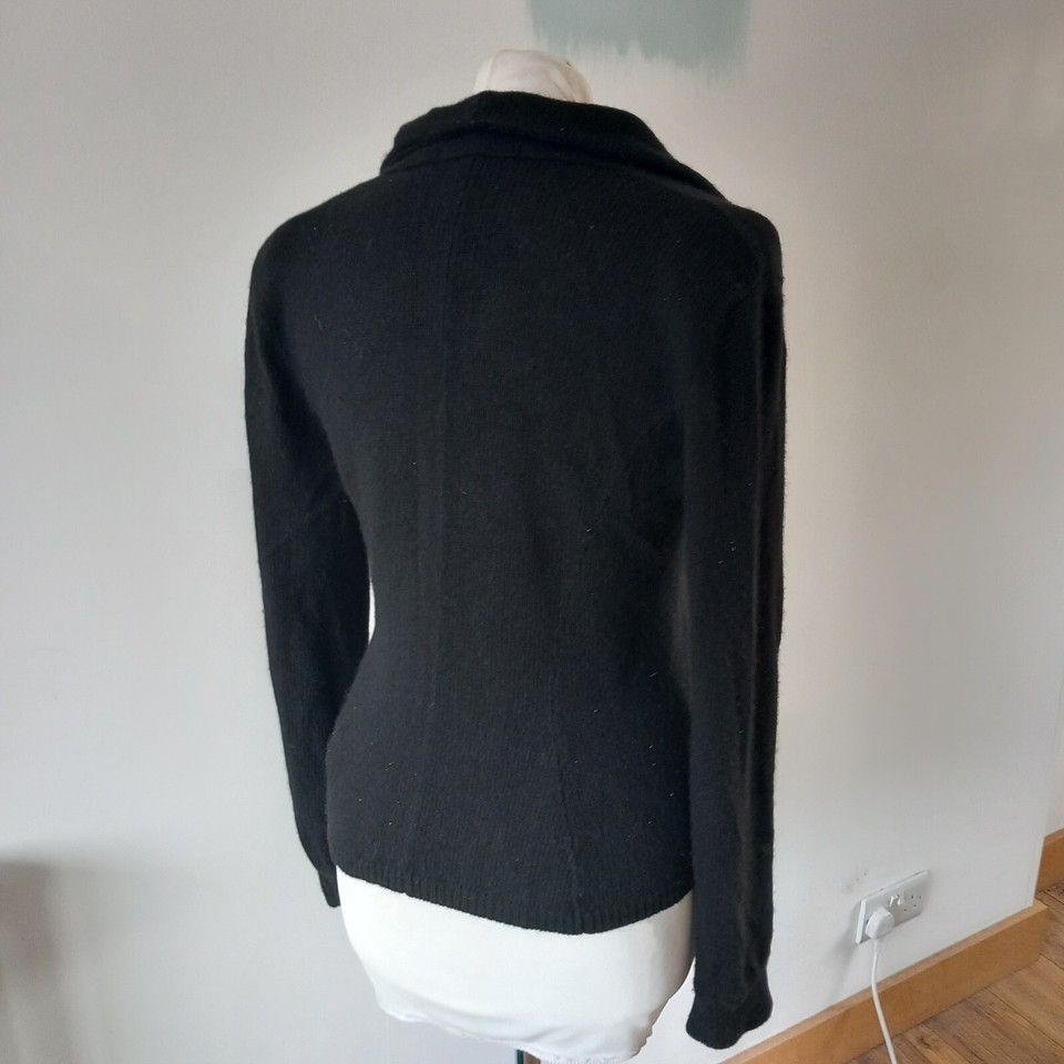 Jigsaw Biker Knit Jacket Black S UK 18 10 Cashmere Wool Angora Mix eBay