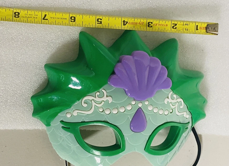Mermaid Green Light Up Mask Halloween Costume Or Play Dress Up Girls Plastic 7” - Image 2 of 4