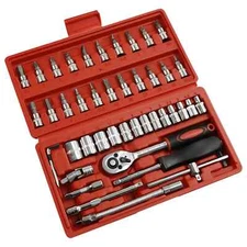 46 Pcs Socket Wrench Set 1/4" Drive Ratchet Metric Kit Garage Car Repair Tool US