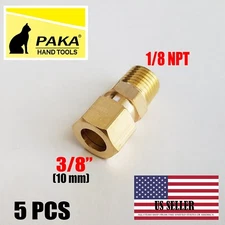 5 PC - Compression Brass Fitting 3/8" OD Tube X 1/8" NPT Male Pipe