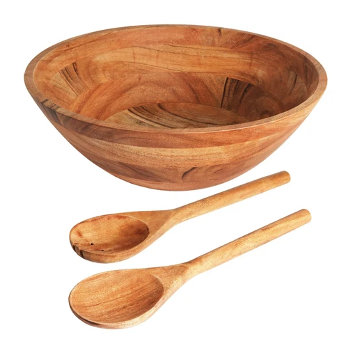 Luxe Designs Wooden Salad Bowl Set – Food Safe Serving Bowl with Spoon & Fork