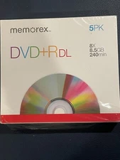Memorex DVD+R DL 8 x 8.5GB 240 min, 5 pk, jewel cases, new sealed