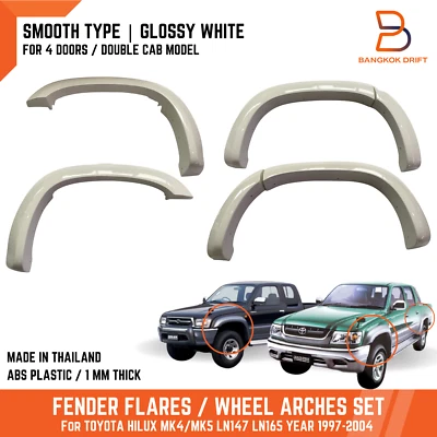 4" WHITE FENDER FLARE ARCH FIT TOYOTA HILUX UTE 97-05 TIGER LN165 LN175 DUAL CAB - Image 1 of 4