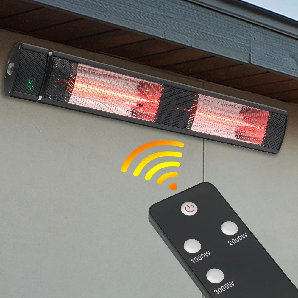 2-3KW Outdoor Wall Mounted Electric Patio Heater Garden Warmer Halogen  u0026amp; Remote | eBay
