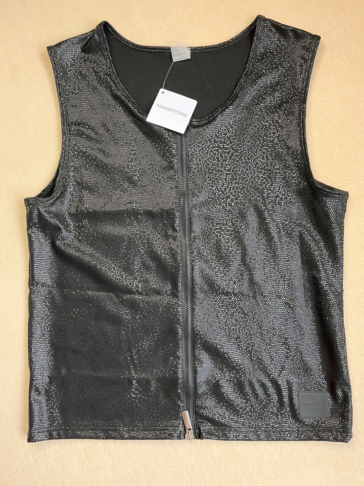 Chaleco con cremallera Manstore M2317 talla S: nuevo negro Reptilienoptik Foto 2 de 4