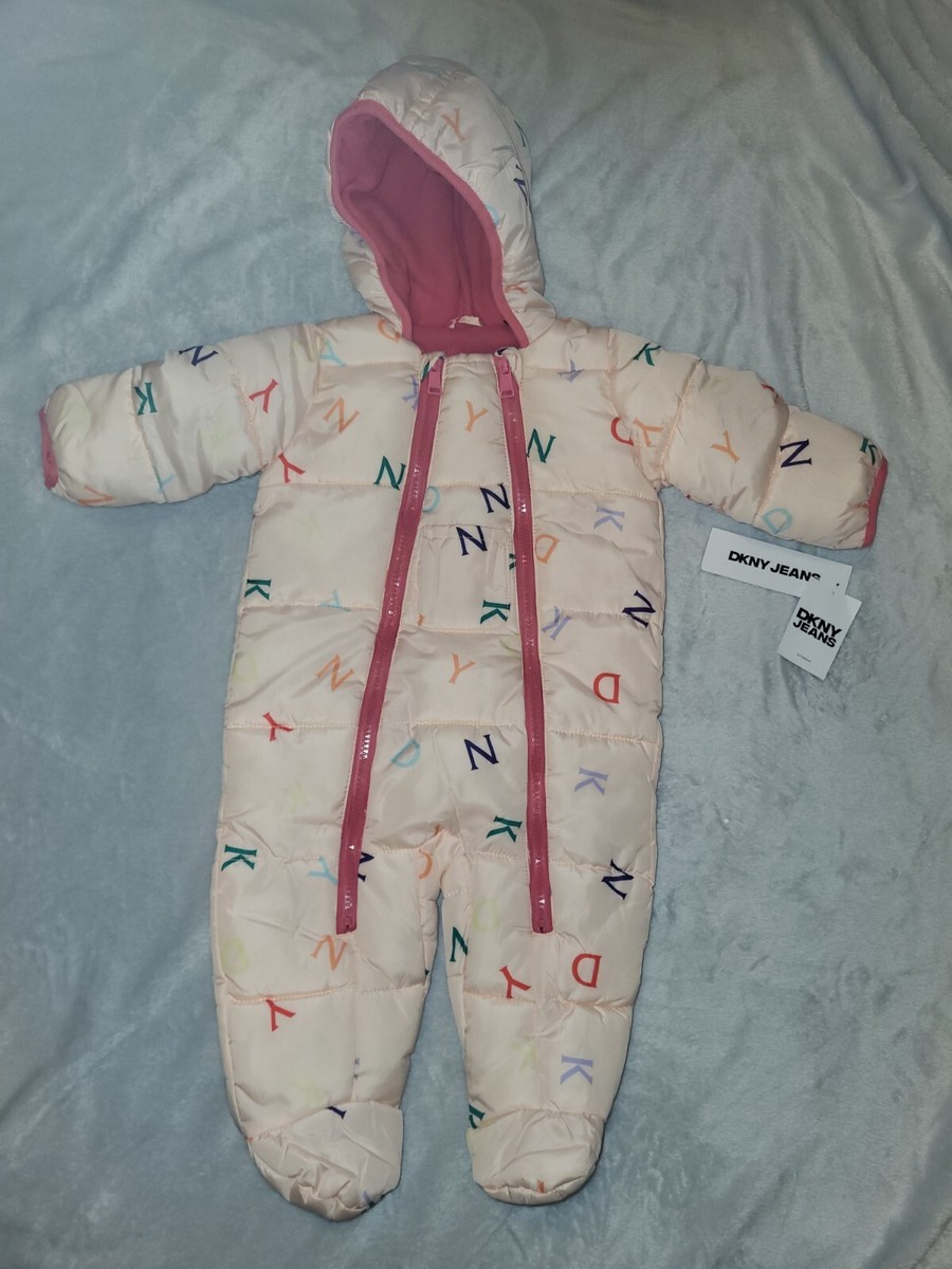 DKNY Jeans baby Girls snowsuit Pramsuit 6-9 Brand new