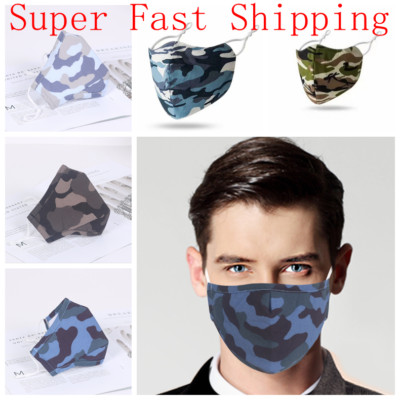 Cotton Face Mask Reusable Camo Covering Washable Camouflage with Filter Pocket