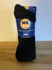 WB Work Wear by PROFEET Men's Adv. Black Wool Boot Socks Sz XL (13) 76% Wool USA