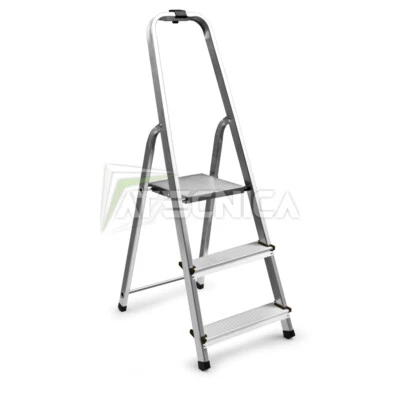 Scaletta 3 gradini in alluminio con arco di protezione Atecnica SCA03P