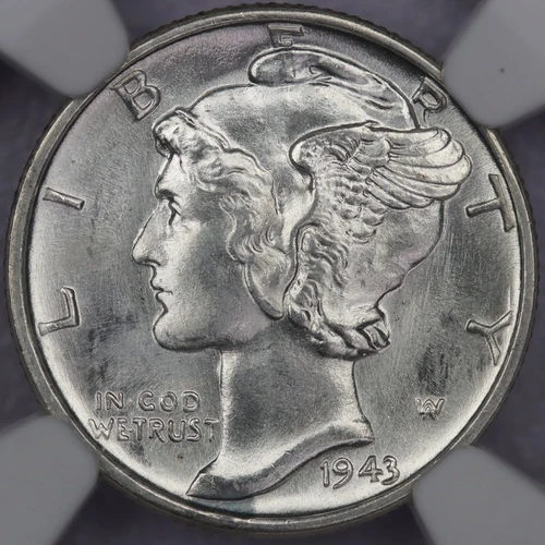 1943 10c Mercury Dime - NGC MS 66