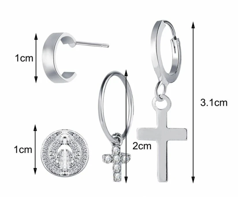 Men’s/Boy’s Lewis Hamilton Designer 18K White Gold Plated FOUR Piece Earring Set - Image 2 of 4