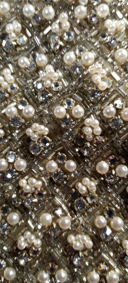 винтажные стразы аппликация большой искусственный жемчуг и горн бисер шеи линия официальный - Изображение 4 из 4