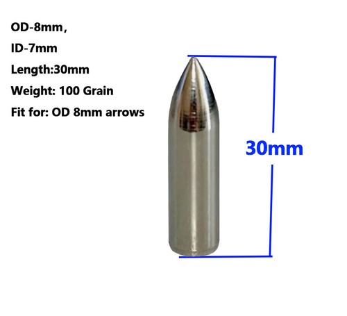 24Pcs Bullet Arrowheads Practice Target Field Points Tips Shaft 8MM Broadheads - Picture 4 of 4
