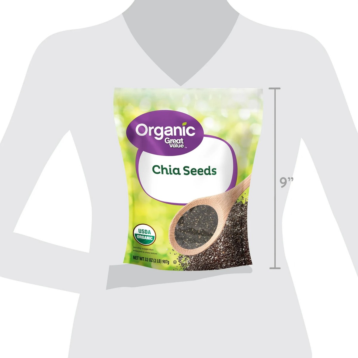 Great Value Organic Chia Seeds 32 oz(907)g USDA Organic, Gluten