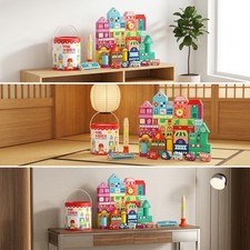 100-Piece Wooden Building Blocks for Toddlers 1-3, Montessori Toys with Storage