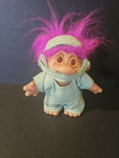 Vintage 1986 Thomas Dam Troll Doll 5 Purple Hair Doctor Nurse Scrubs