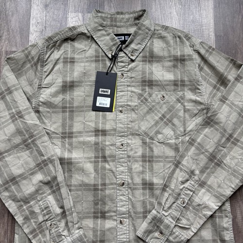 Hawke Heritage Chemise Cordon Homme Petit Beige Marron Manches Longues Travail Boutonnée - Photo 2 sur 9