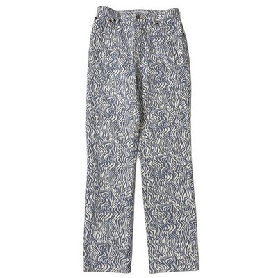 {A&F} ''The 90s Straight Ultra High Rise'' Blue White Retro Print Denim Jeans